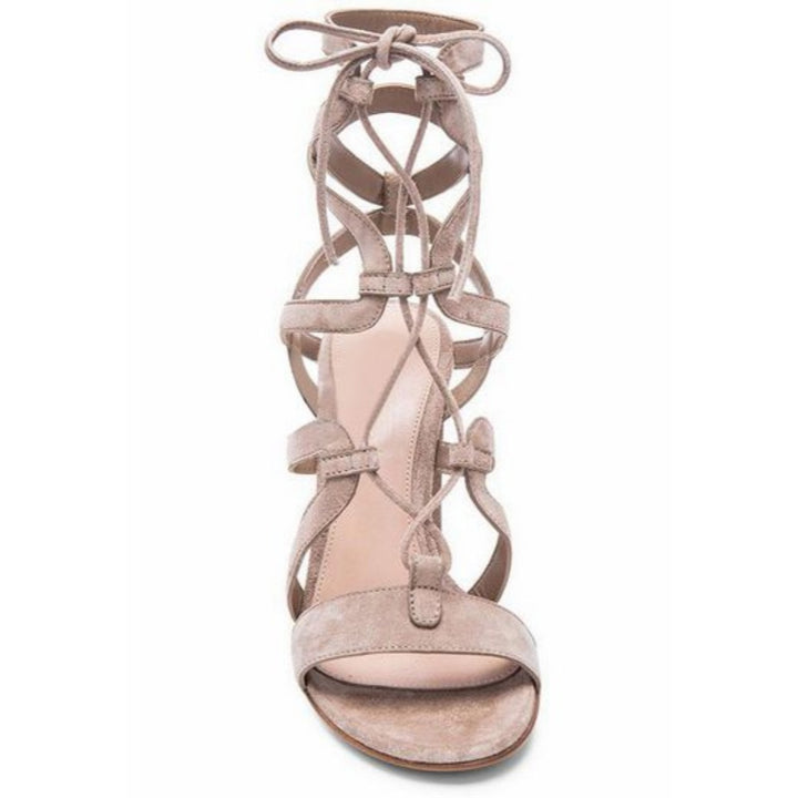 TERRY Lace Up Block Heel Sandals