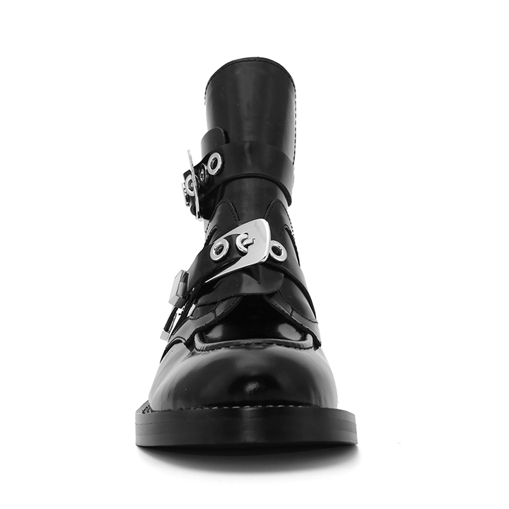 Exclusive - MEN-CRUSH Black Cutout Boots - Silver Buckles