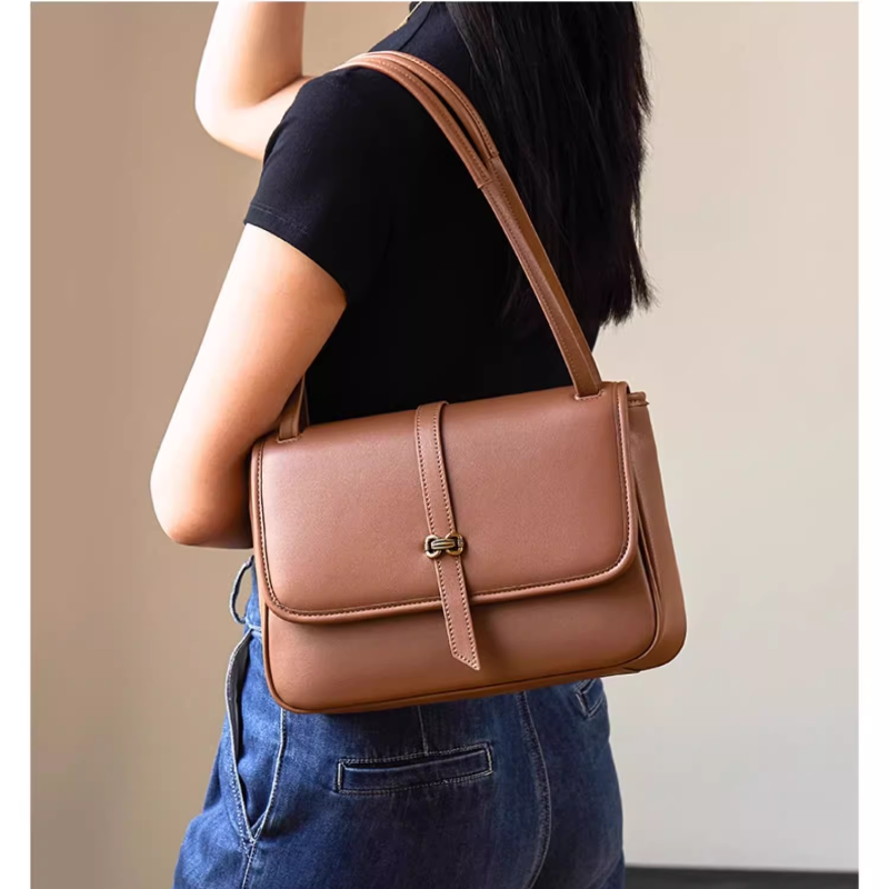 Brown FAMRU Leather Cross Body Bag I The Label
