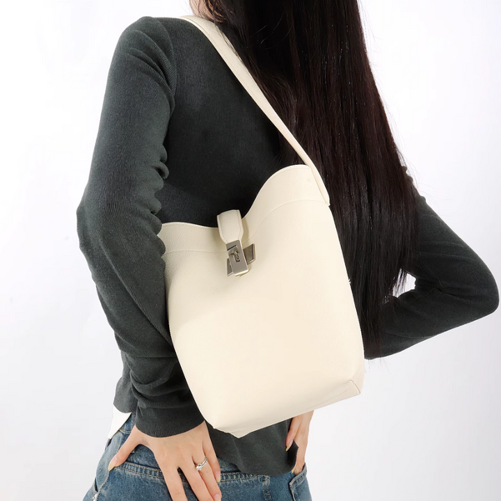 QAITV Metal Lock Bucket Bag