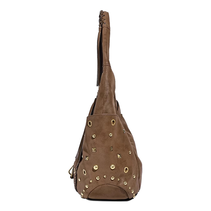 ROTVA Studded And Fringed Tote Bag