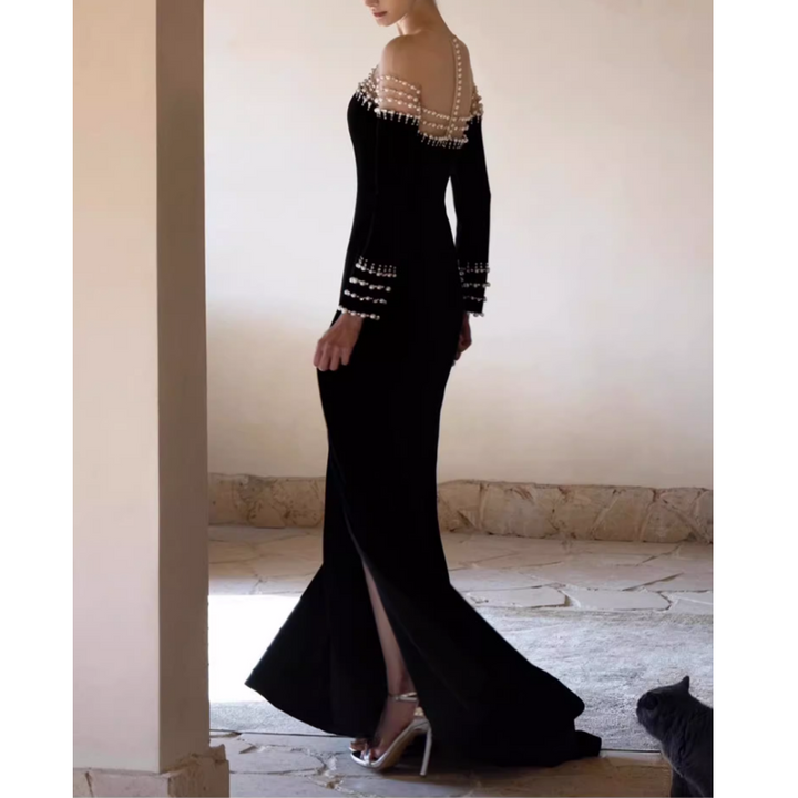 CHERO Diamante And Pearl Evening Dress Gown
