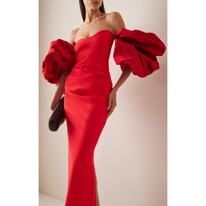 HAYTI Bell Sleeves Off-Shoulder Evening Dress Gown