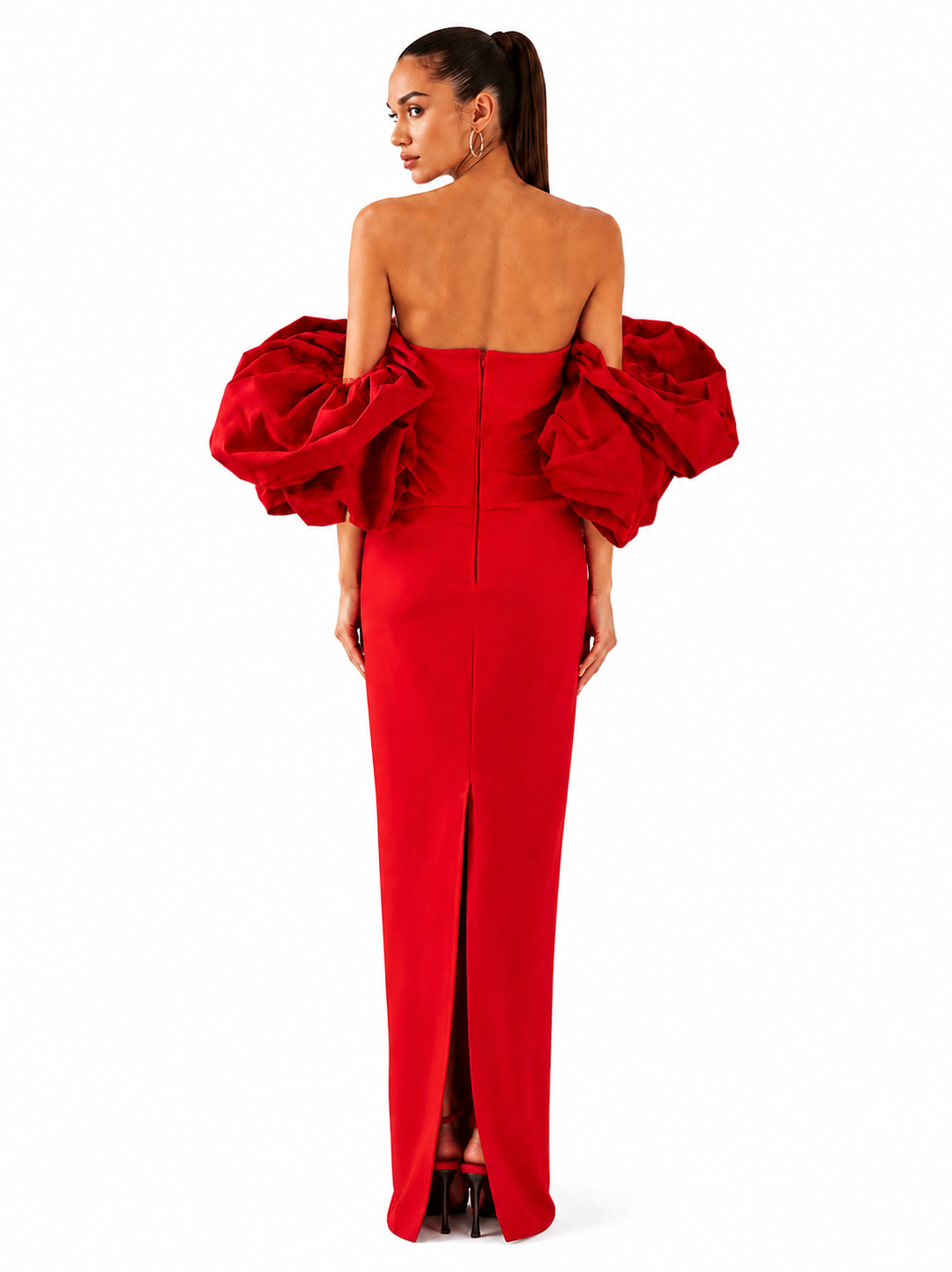 HAYTI Bell Sleeves Off-Shoulder Evening Dress Gown