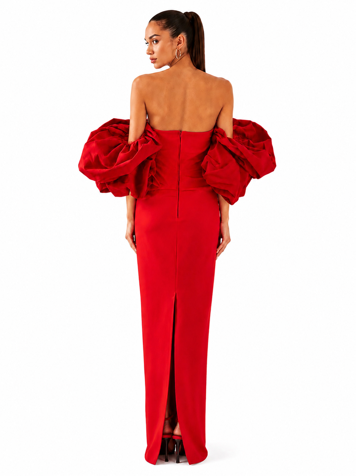 HAYTI Bell Sleeves Off-Shoulder Evening Dress Gown