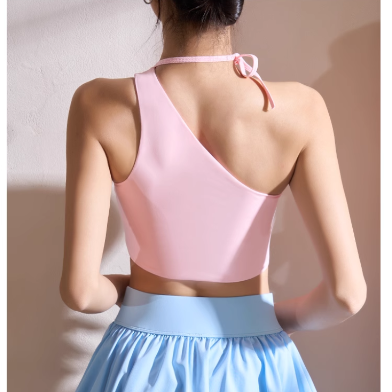 HTECI Yoga Pilates One-Shoulder Fitted Sports Bra