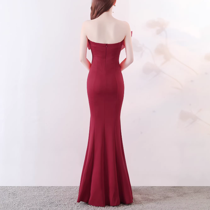 JESUV Bow Tube Evening Dress Gown