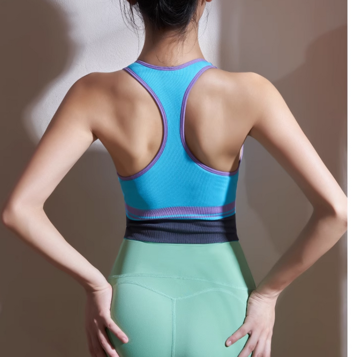 KELCA Yoga Pilates Striped Fitted Sports Bra