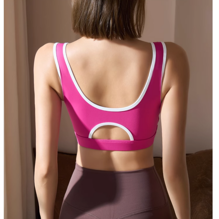 KENRU Yoga Pilates Bi-Color Fitted Sports Bra