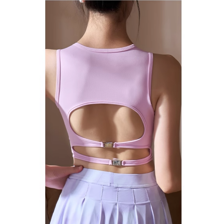 KEUSV Yoga Pilates Cut Out Fitted Sports Bra
