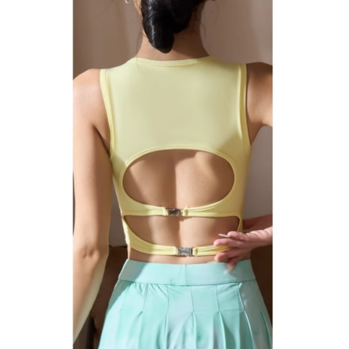 KEUSV Yoga Pilates Cut Out Fitted Sports Bra