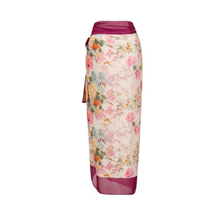 KOISA Printed Asymmetric Hem Skirts