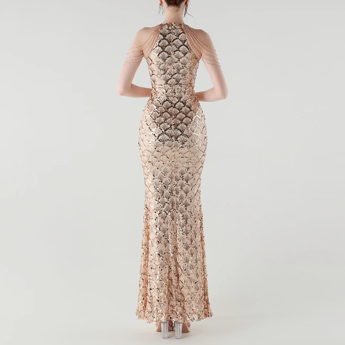 KOVTE Sequinned Evening Dress Gown