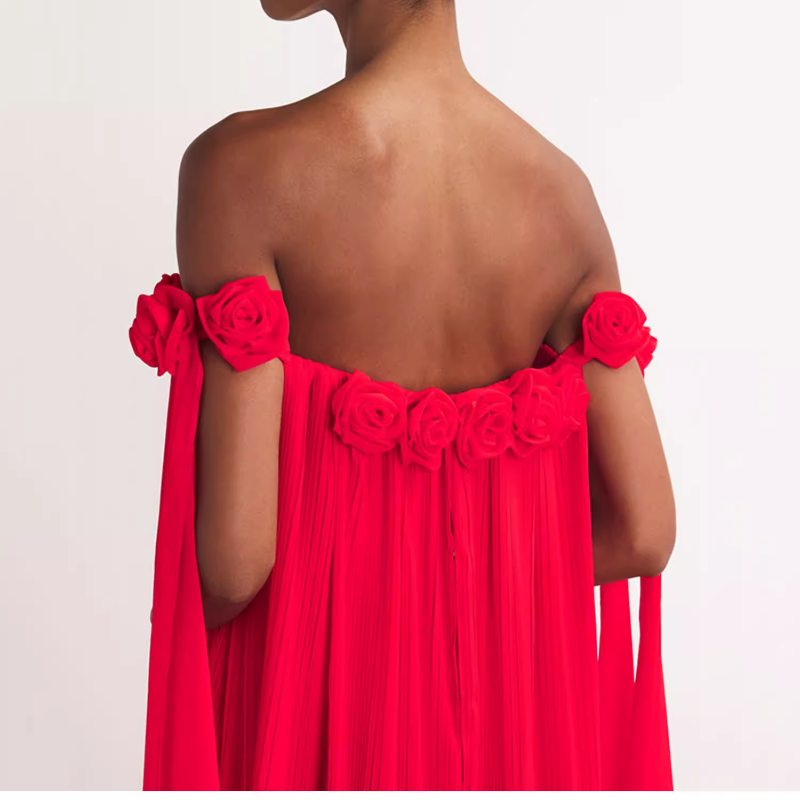LEBLO Flower Off-Shoulder Evening Dress Gown