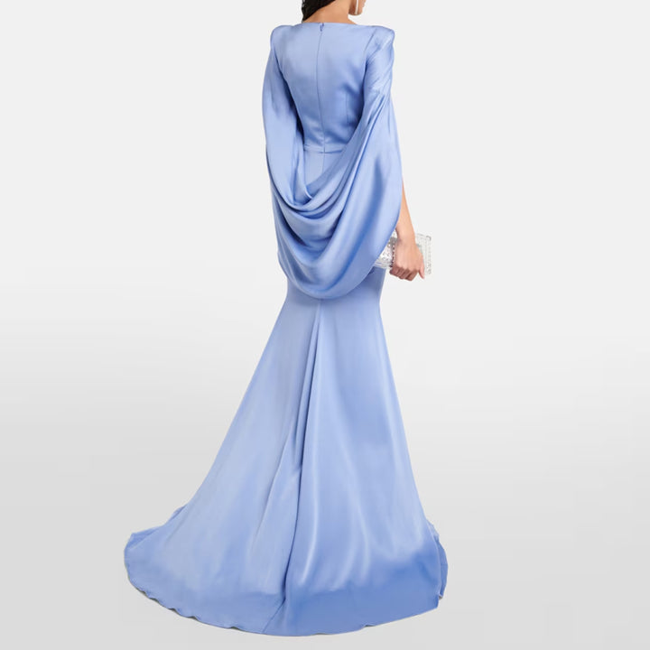 LEIVA Ruffled Hem Maxi Evening Dress Gown