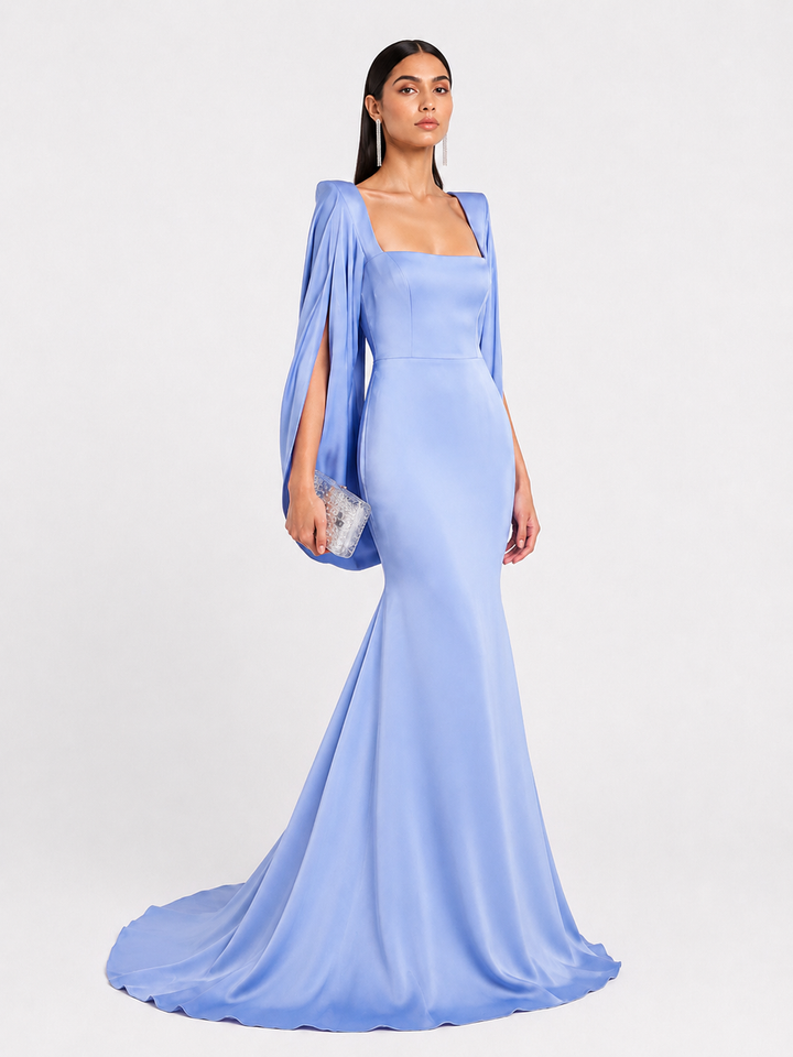LEIVA Ruffled Hem Maxi Evening Dress Gown