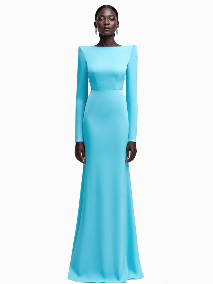 LESCA Backless Maxi Evening Dress Gown