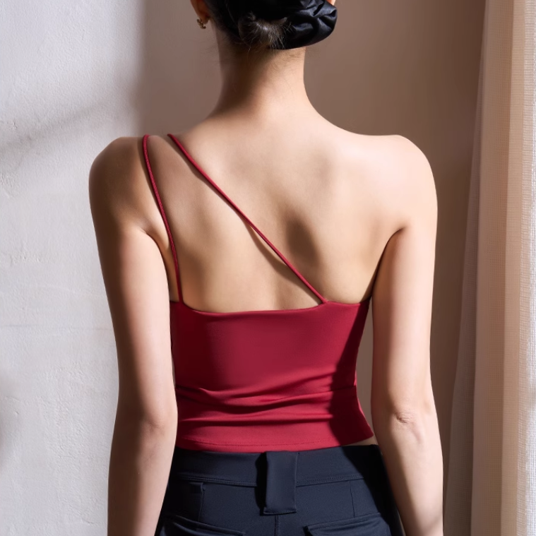 LETAN Yoga Pilates Asymmetric Fitted Sports Bra