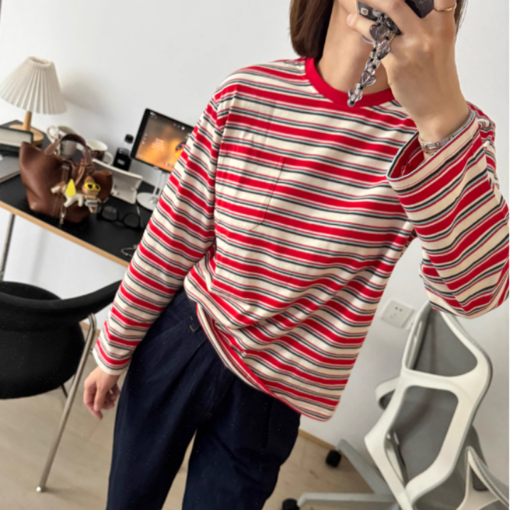 LEVTI Striped Long Sleeves Top