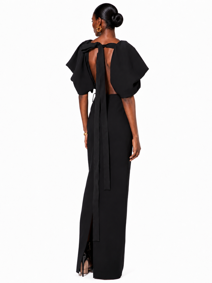 LOAVE Puff Sleeves Evening Dress Gown