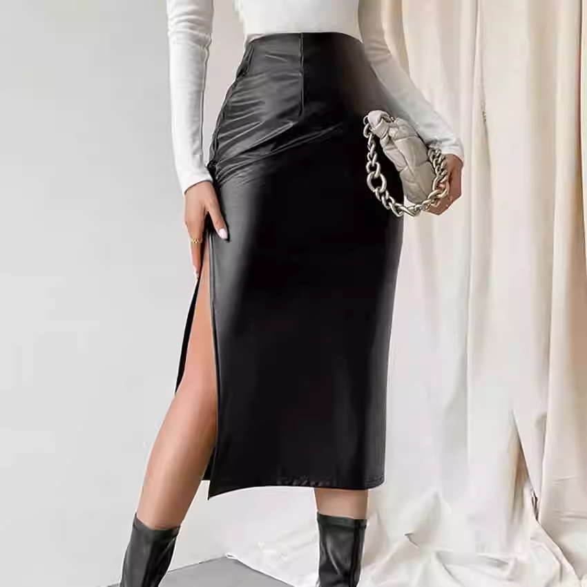 LUIVA Slip Leather Skirt