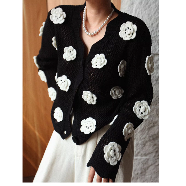 MAVEO Flower Embellished Knitwear Cardigan