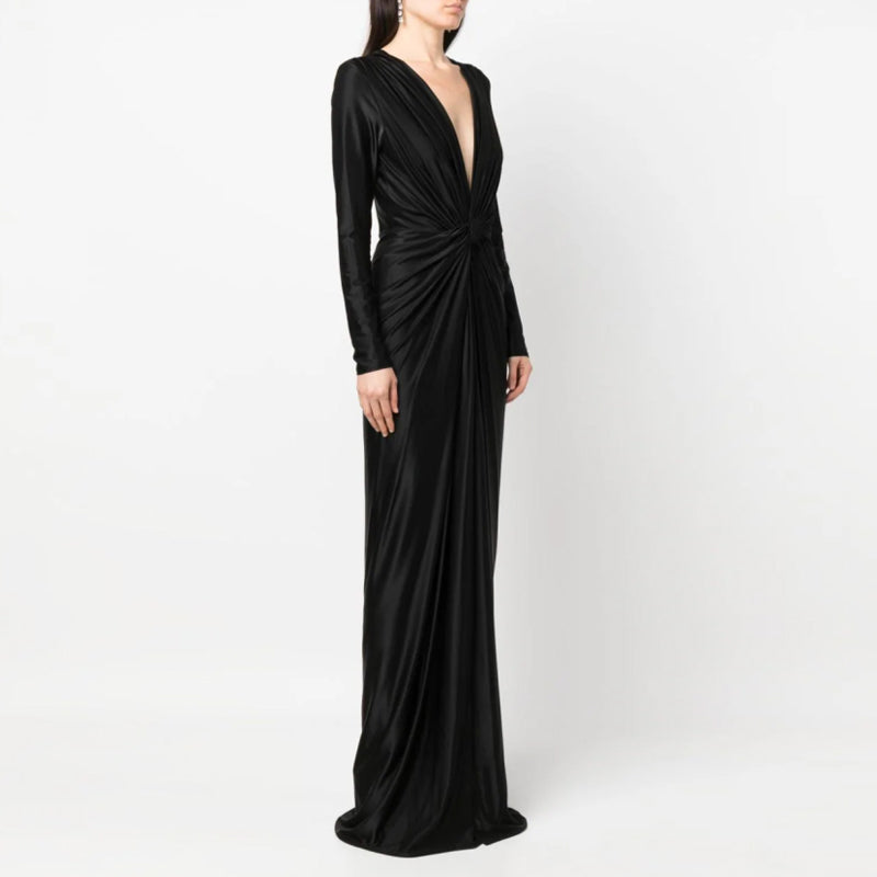 MUIVA Deep V Evening Dress Gown