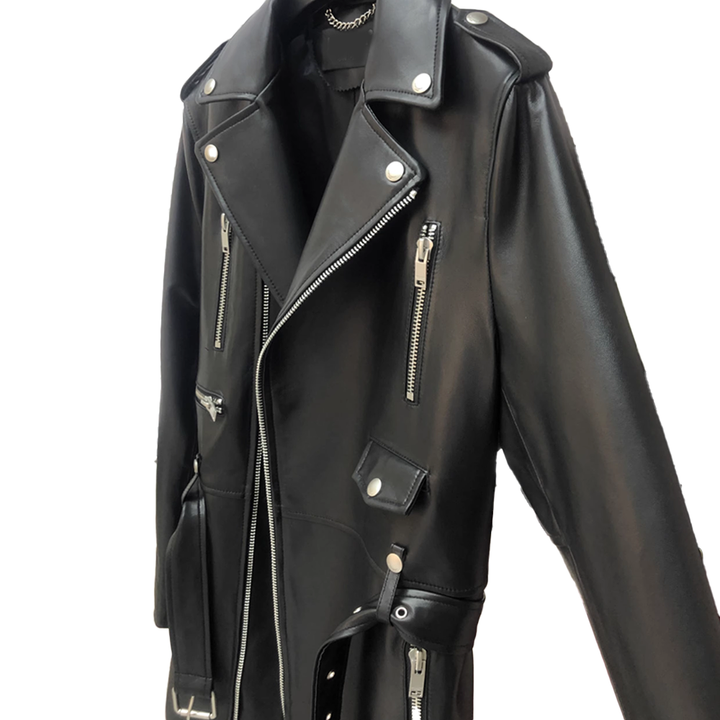 MUVDI Leather Long Coat