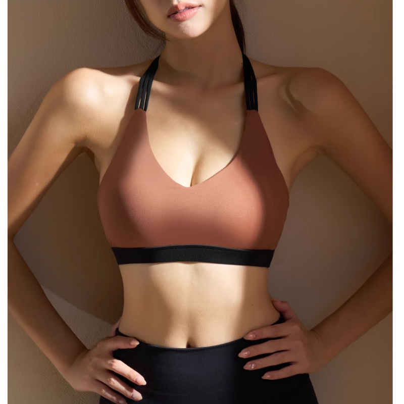 NUKOR Yoga Pilates T-Strap Fitted Sports Bra