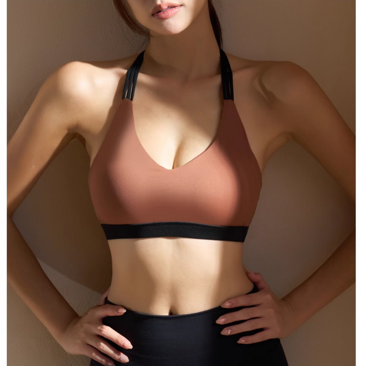NUKOR Yoga Pilates T-Strap Fitted Sports Bra