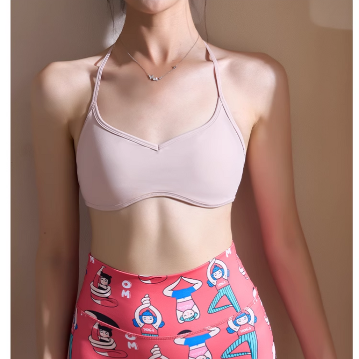 NUSAV Yoga Pilates Backless Fitted Sports Bra