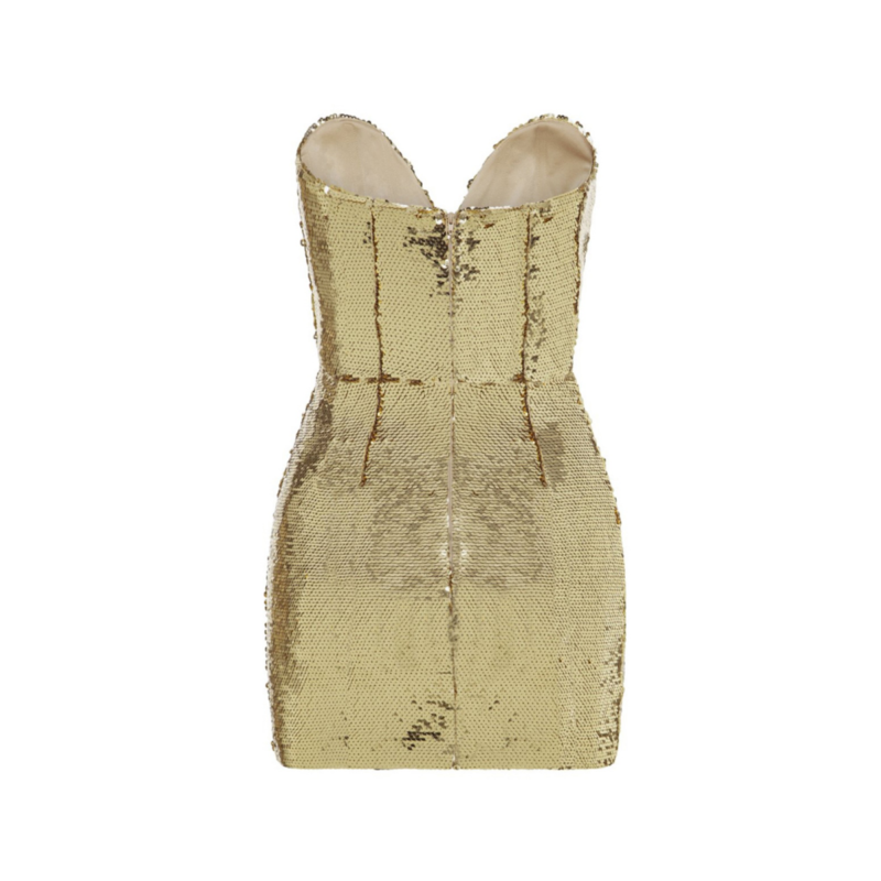 Gold POMRU Sequinned Mini Evening Dress Gown | i The Label M Gold POMRU Sequinned Mini Evening Dress Gown | i The Label M