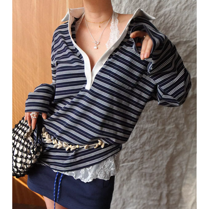 RABVU Striped Long Sleeves Top