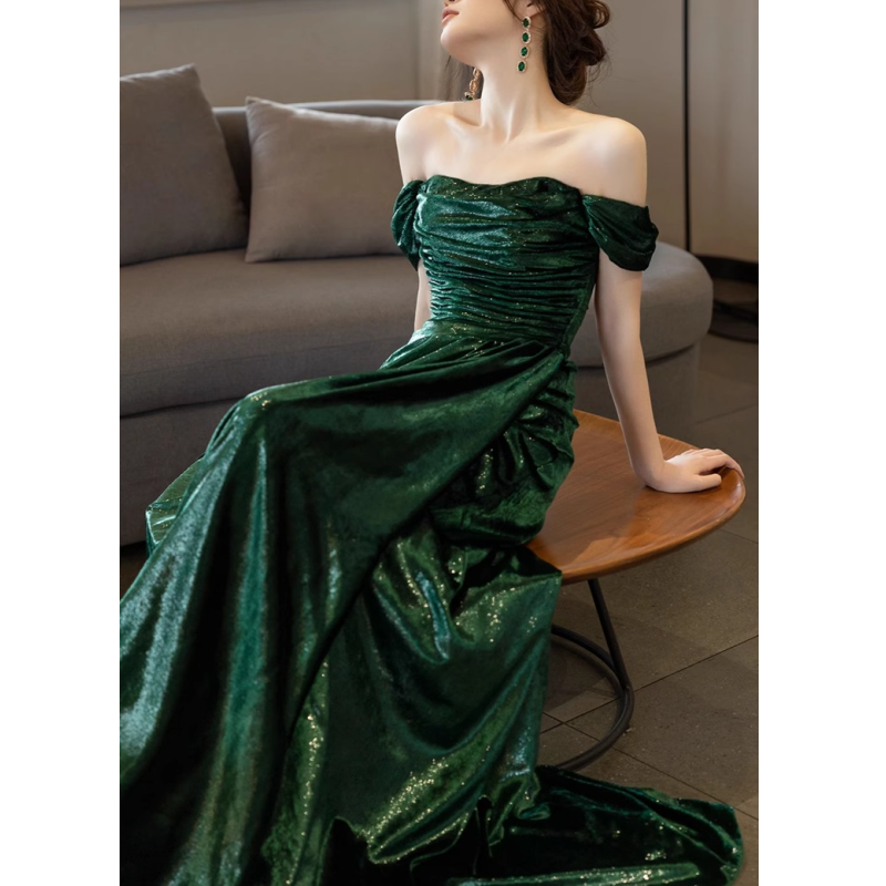 RAHIL Off-Shoulder Maxi Evening Dress Gown