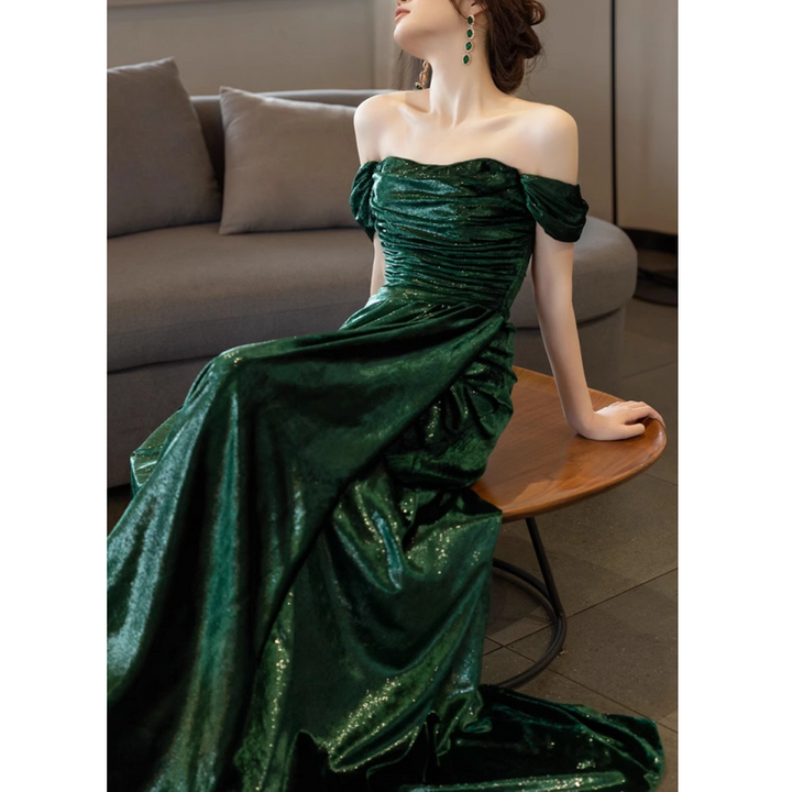 RAHIL Off-Shoulder Maxi Evening Dress Gown