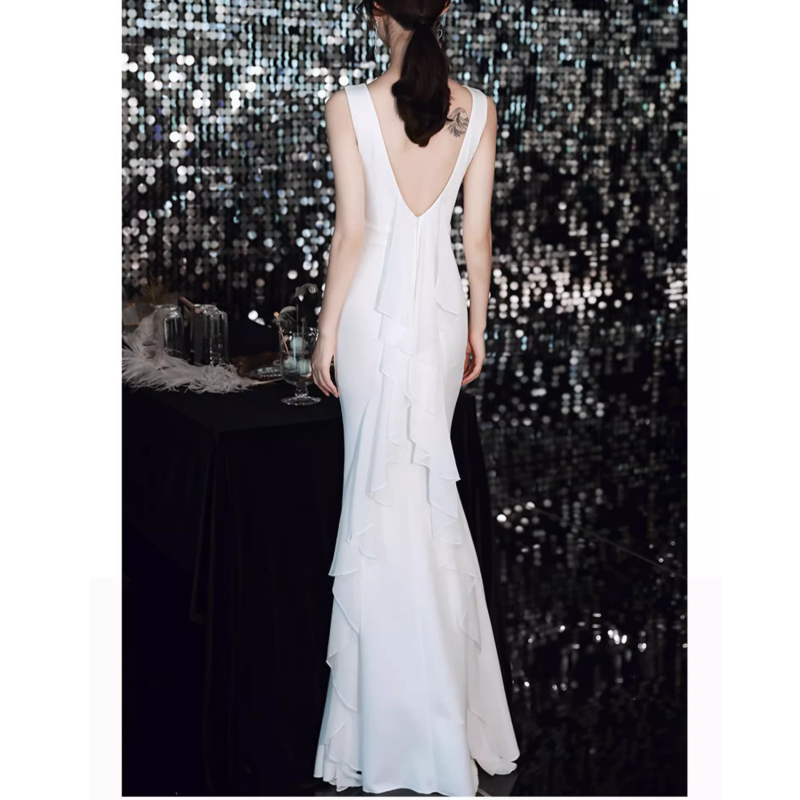 ROFFE Ruffled Hem Evening Dress Gown
