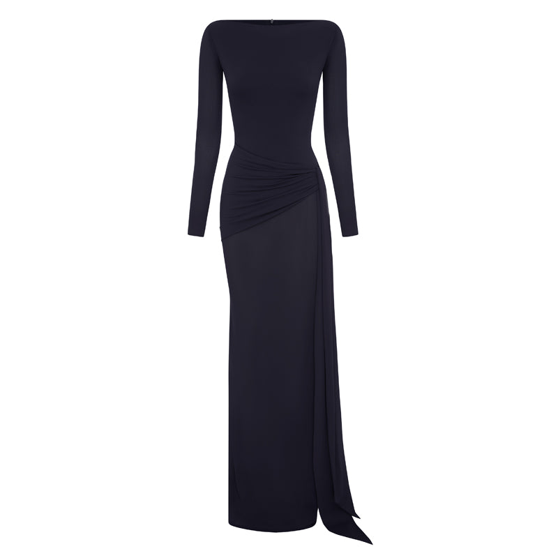 ROSVI Long Sleeves Slip Evening Dress Gown