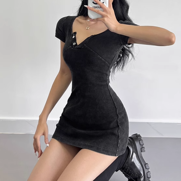 ROTCI V Neck Mini Dress