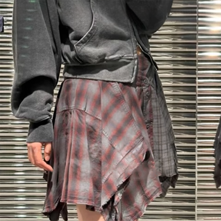 ROVRE Checkered Plaid Mini Skirt