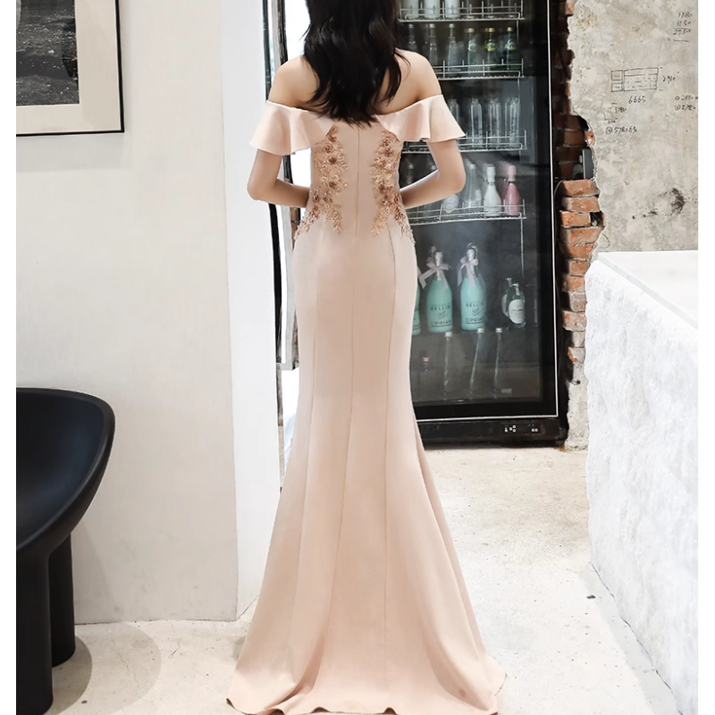RUVCT Diamante Off-Shoulder Evening Dress Gown