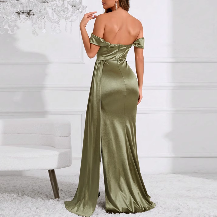 SEBRV Off-Shoulder Slip Evening Dress Gown