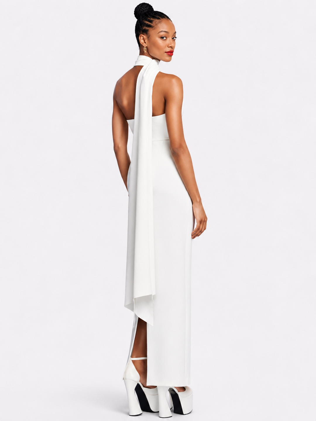 SEVIM Halter Evening Dress Gown