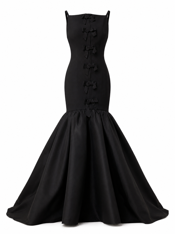 SIUNE Ruffled Hem Maxi Evening Dress Gown