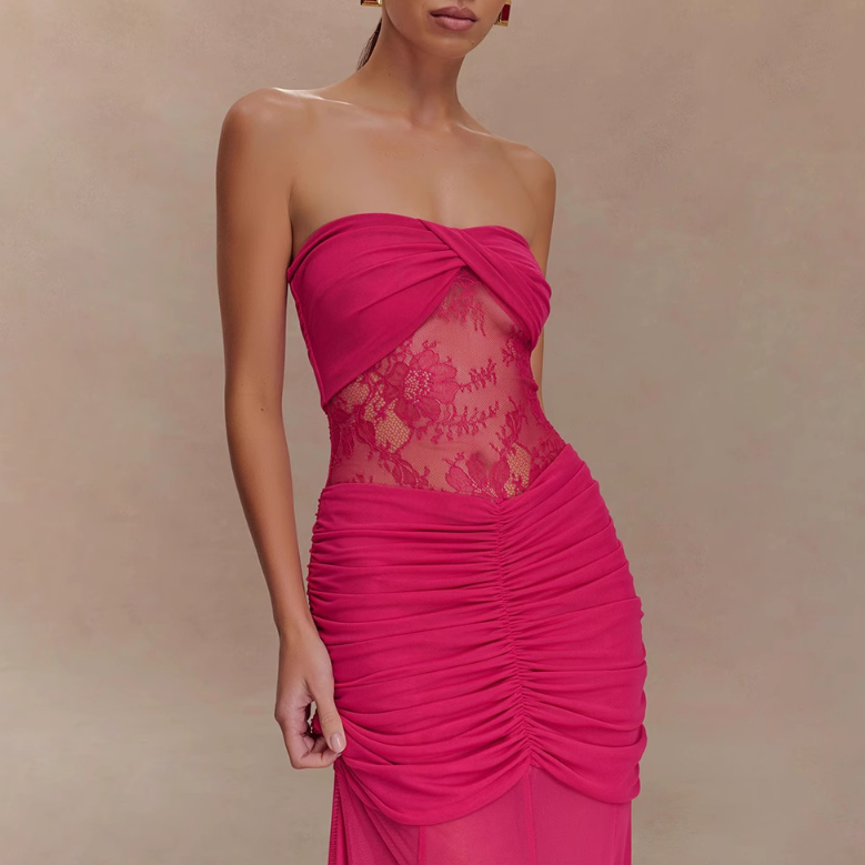 SLEVA Tube See-Through Evening Dress Gown