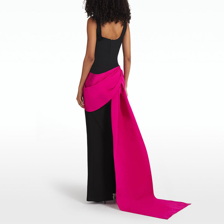 SUVRI Bi-Color Maxi Evening Dress Gown