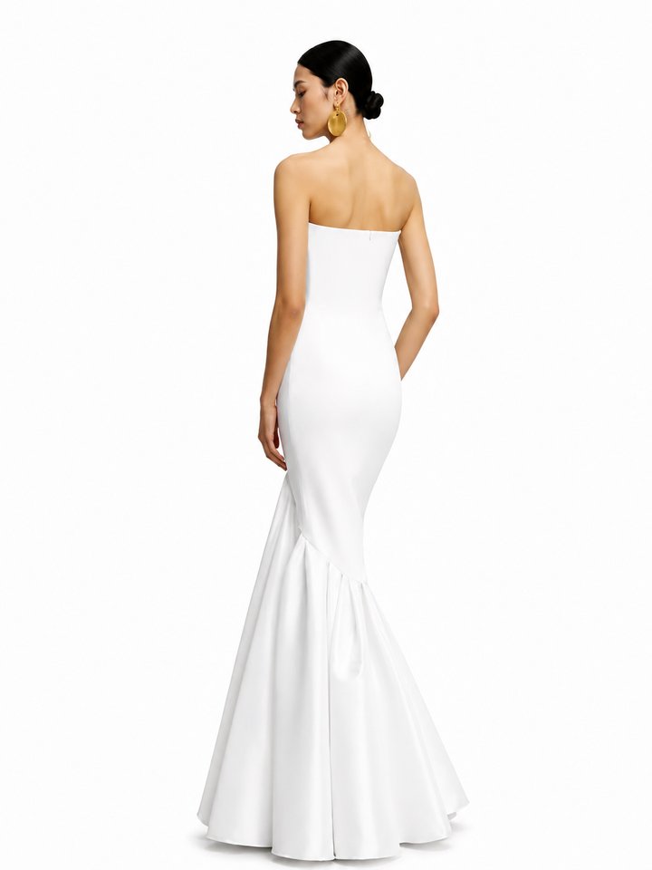 SVERI Ruffled Hem Tube Evening Dress Gown