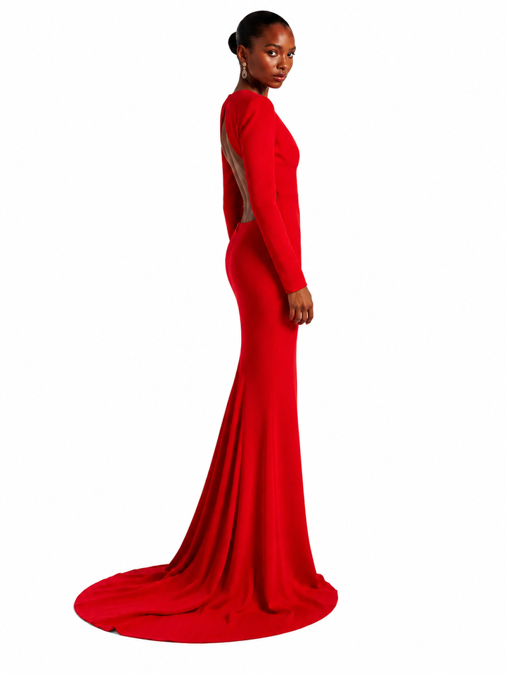 VELNA Backless Maxi Evening Dress Gown