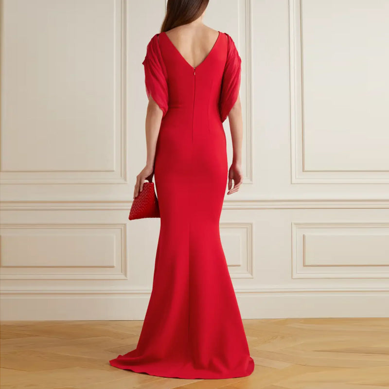 VERKI Ruffled Hem Evening Dress Gown