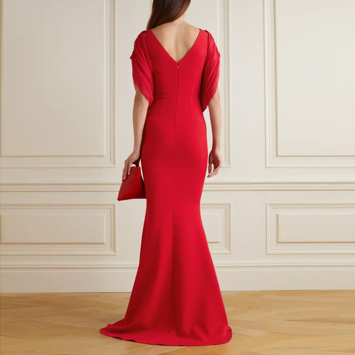 VERKI Ruffled Hem Evening Dress Gown