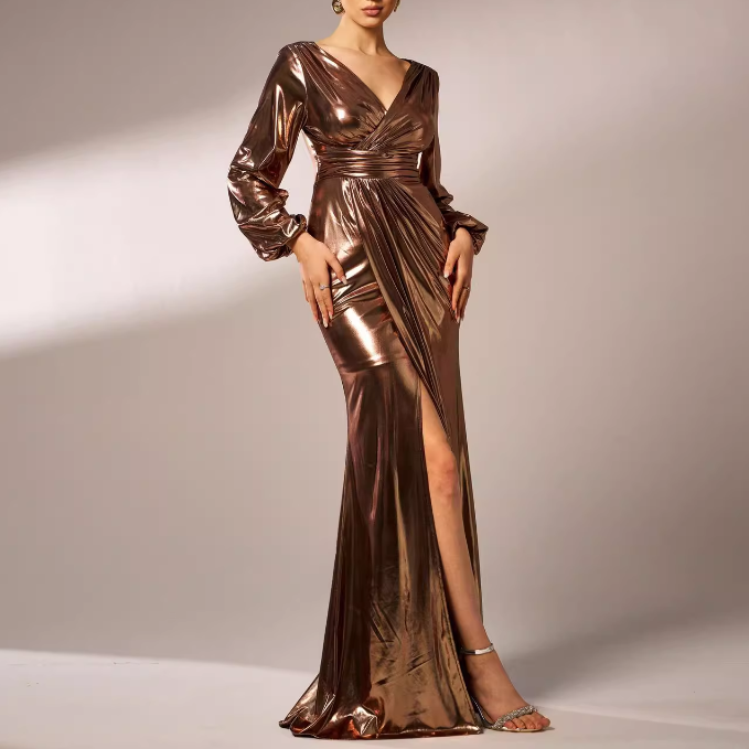 VOHIK Slip Maxi Evening Dress Gown